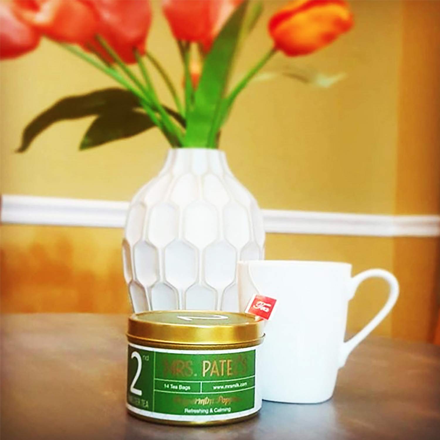 Mrs. Patel's Pregnancy Tea, 2nd Trimester, Chamomile and Peppermint, Refresh and Relax, Ease Heartburn, For Pregnant Moms to Be, Pyramid Tea Bags, Caffeine Free, GF, Dairy Free, Soy Free (28 Sachets)