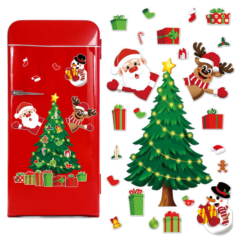 Yoaoser C Hristmas Fridge Magnet,Hristmas Tree Decoration Magneti Stickers,Elk Santa Laus Refrigerator Magnets Decor,Hristmas Refrigerator Magnets, For Garage Door Ar (C)