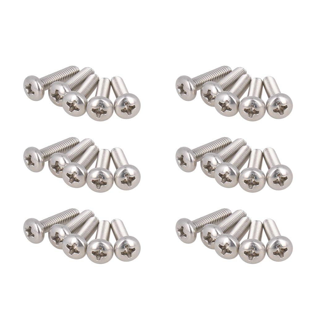 MroMax 60Pcs M4 x 16mm Pan Head Phillips Machine Screws, 304 Stainless Steel 18-8, Fully Thread, Metric Silver Gray Cross Head Screws Bolts for