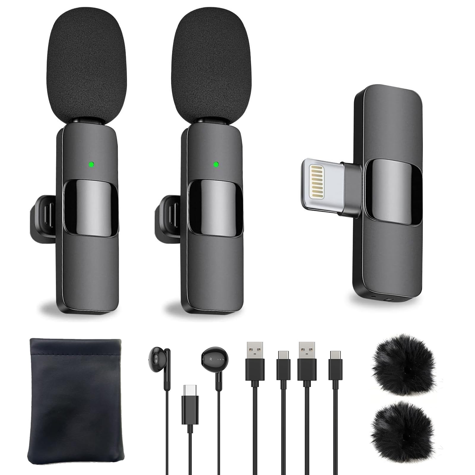 Lavalier Cancellazione Rumore Microfono Lavalier Wireless Con Custodia Ricarica - Cancellazione Rumore, 50 Ore Autonomia, Per YouTube/TikTok Microfono Cellulare