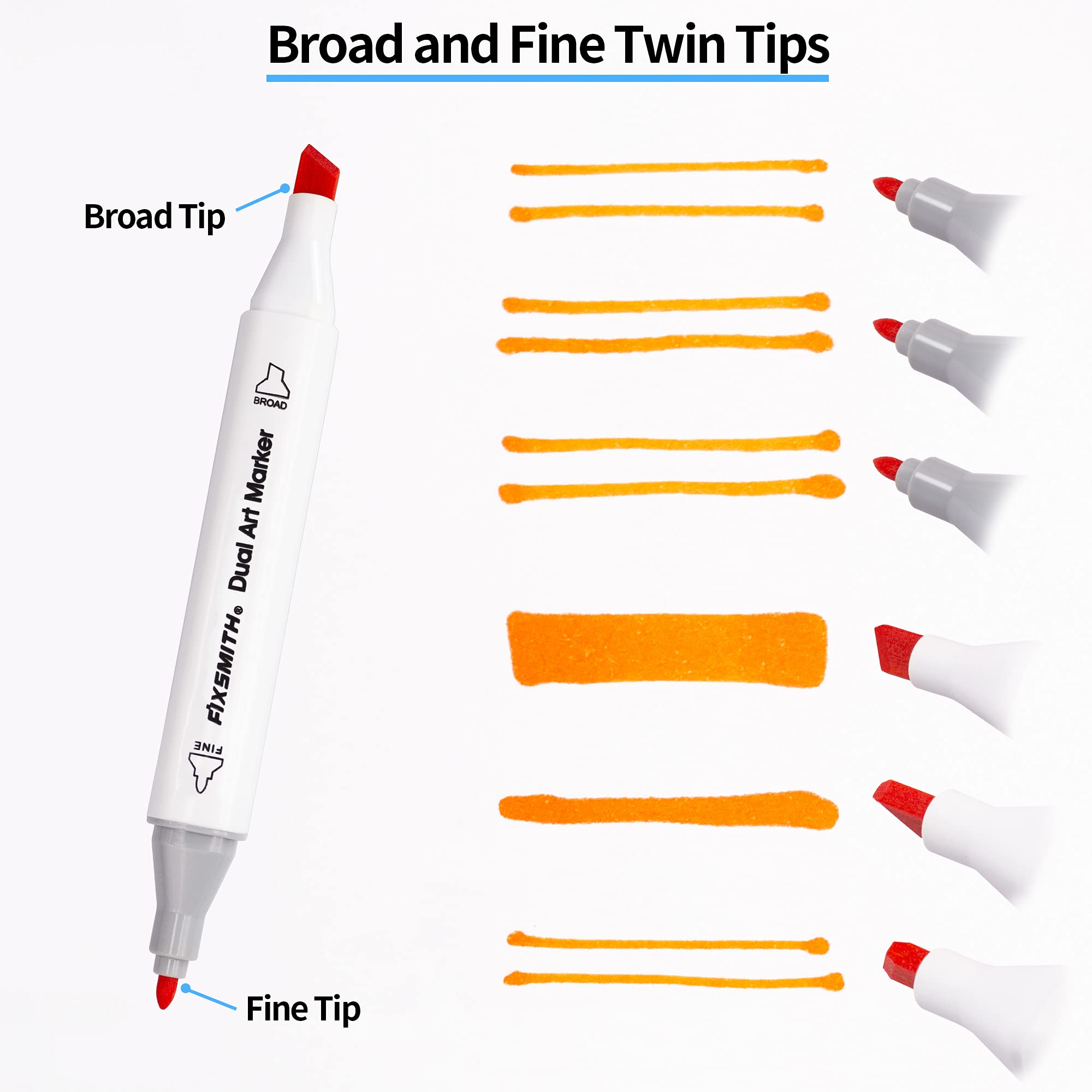 Buy FIXSMITH 48 Colors Alcohol Markers, Double Tipped Sketch Markers