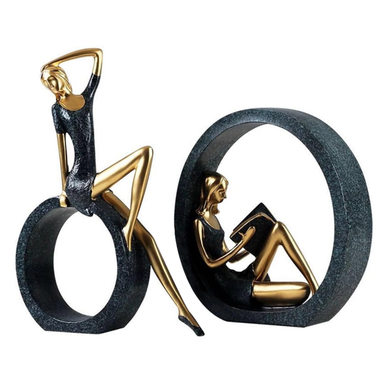 Décoration de bureau et table TV avec ce lot de 2 statuettes rétro pour maison zen - 6