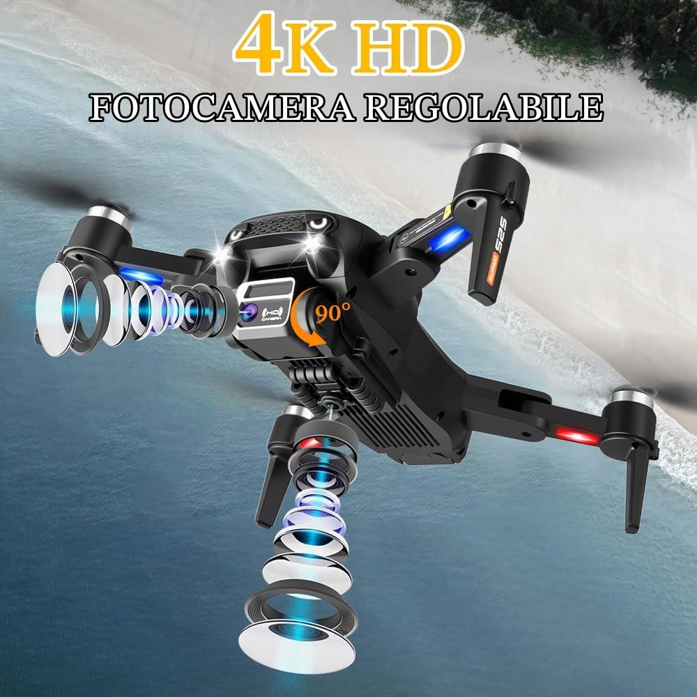 OBEST Drone con Telecamera 4K,Drone con Motore Brushless,Quadcopter Pieghevole FPV,Evitamento Attivo Degli Ostacoli a 360°,Giocattoli e Regali per Bambini e Adulti