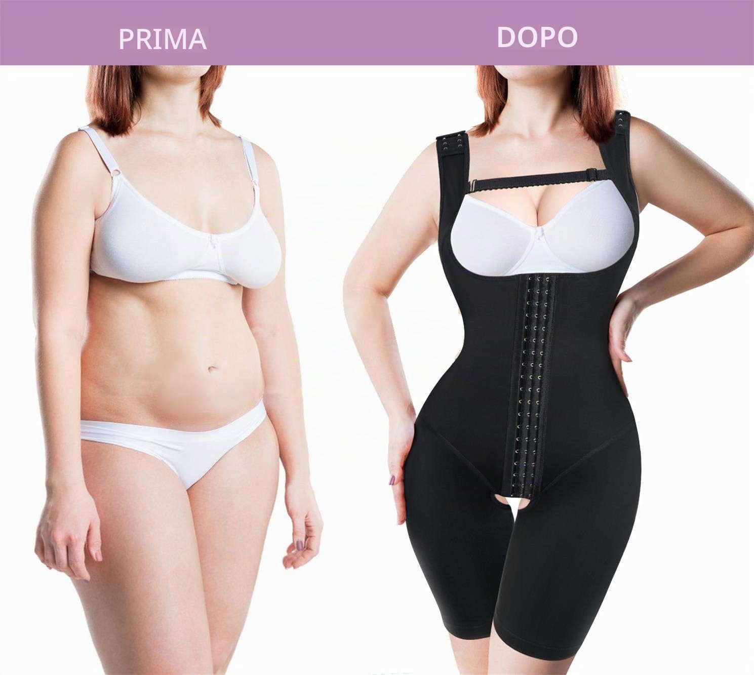 KUMAYES Donna Dimagrante Corsetto Body Intero Intimo Modellante Contenitivo Bodysuit Aperto Busto Shapewear Snellente Bodysuit
