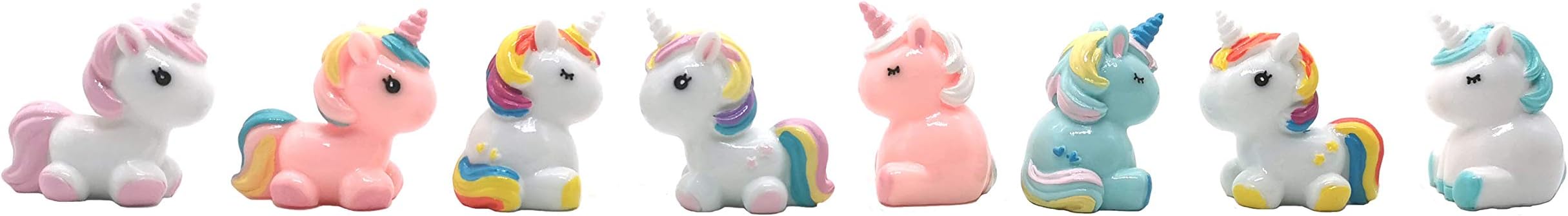 Exasinine Unicorn Miniature Figurines Unicorn Model Cake Topper Fairy Garden Miniature Moss Landscape DIY Terrarium Crafts Ornament Accessories for Home Decoration, Set of 7 (7 PCS)
