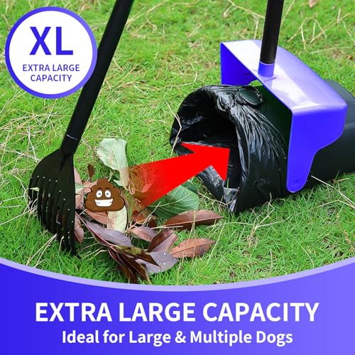 Image of ienjoyed 43 inch Tall Pooper Scooper Large Swivel Bin & Rake with 100 Waste Bags,Heavy Duty Dog Pooper Scooper for Dogs, Long Handle Poop Scooper with Lid for Yard, Grass, Gravel (Blue)