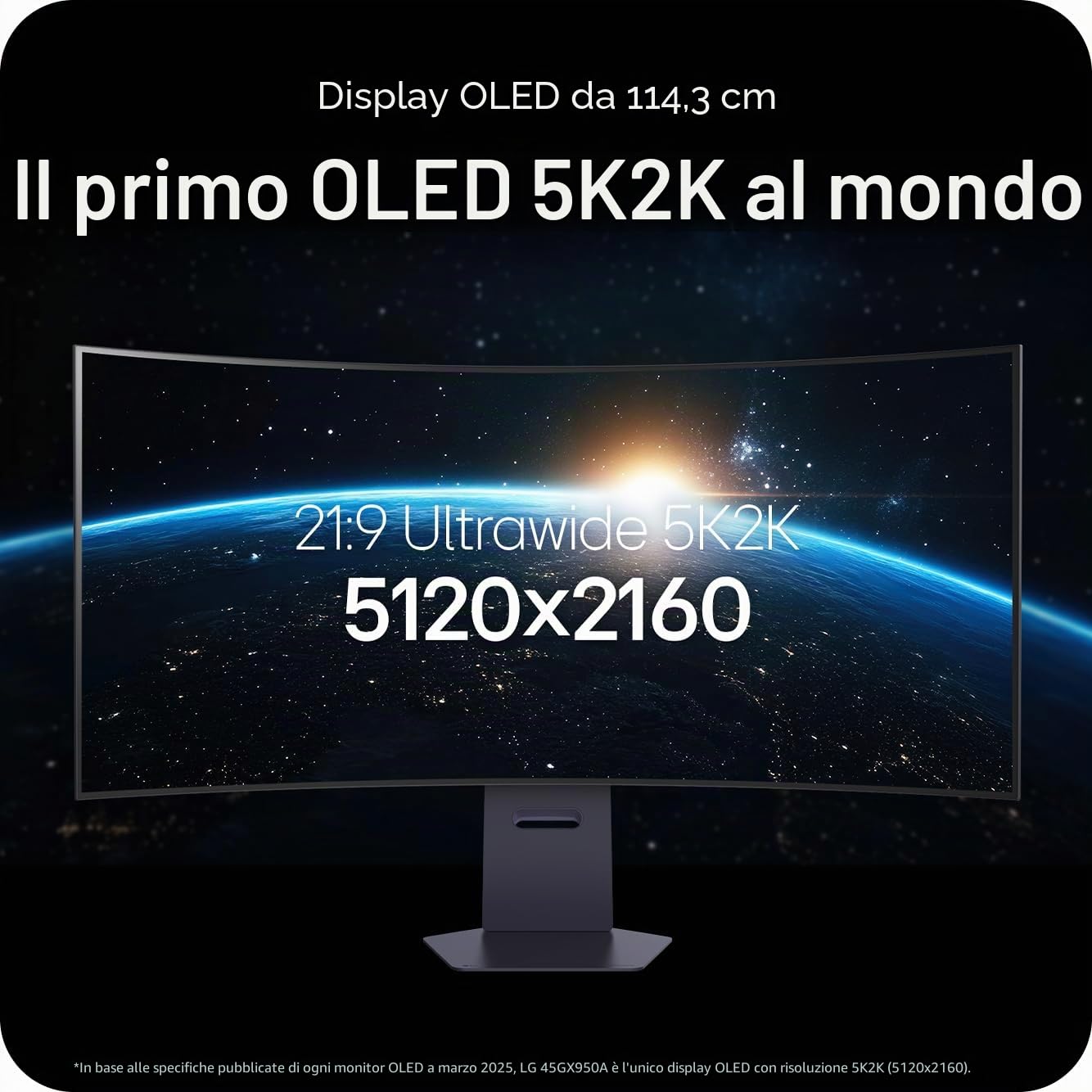 LG UltraGear OLED GX9 45GX950A-B - 5K2K 45 Pollici WOLED Curvo, 165-330Hz, 0.03ms, 275-1300nits, FreeSync Premium Pro, HDR 400, Altoparlanti, DP 2.1, HDMI 2.1, USB-C, Nero