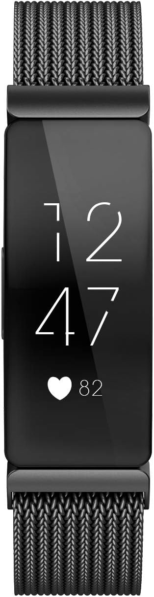 Metal Band Compatible with Fitbit Inspire 2 / Fitbit Inspire HR/Inspire/Ace 2, Stainless Steel Magnetic Replacement Band Accessories Small Large for Women Men, Silver Black Champagne