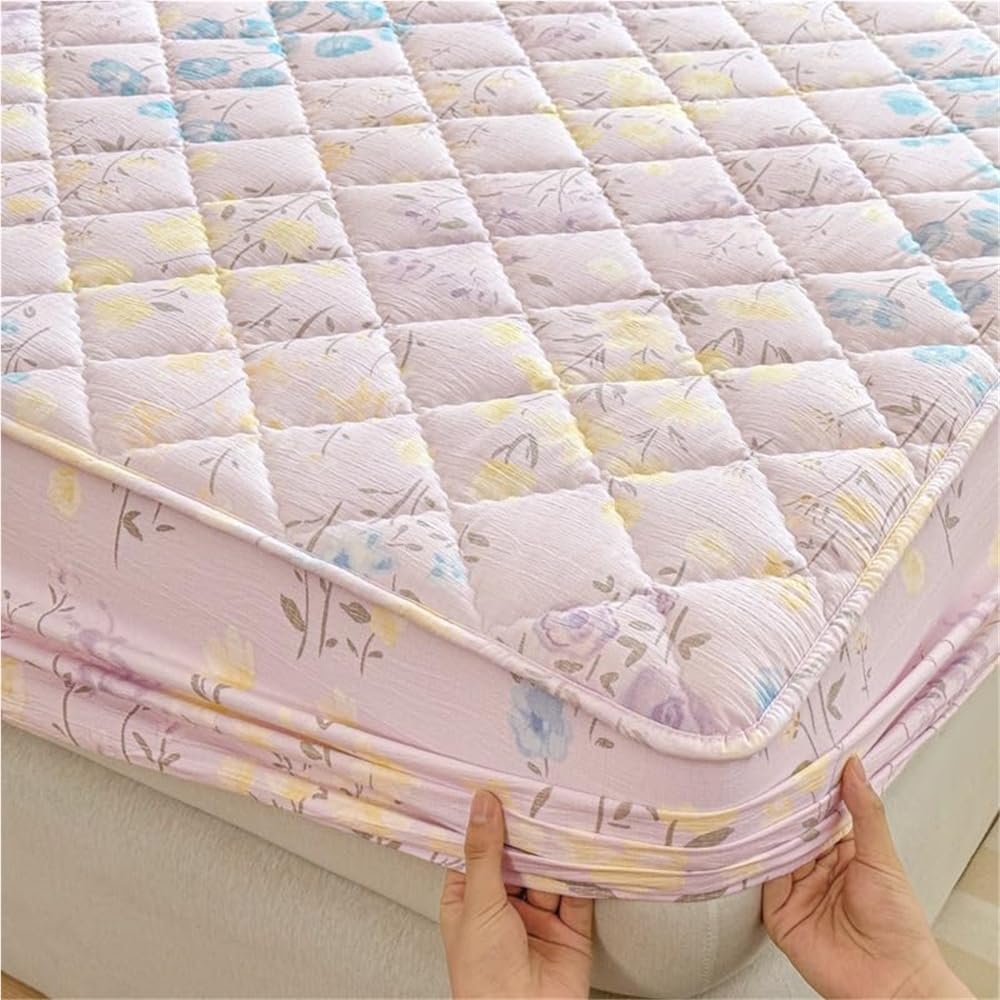Coprimaterasso Impermeabile, copriletto Matrimoniale (Queen Size) Traspirante e Silenzioso con Angoli Profondi da 6 a 11 Pollici, Lenzuolo con Angoli Morbido Lavabile in Lavatrice (Rosa, 90