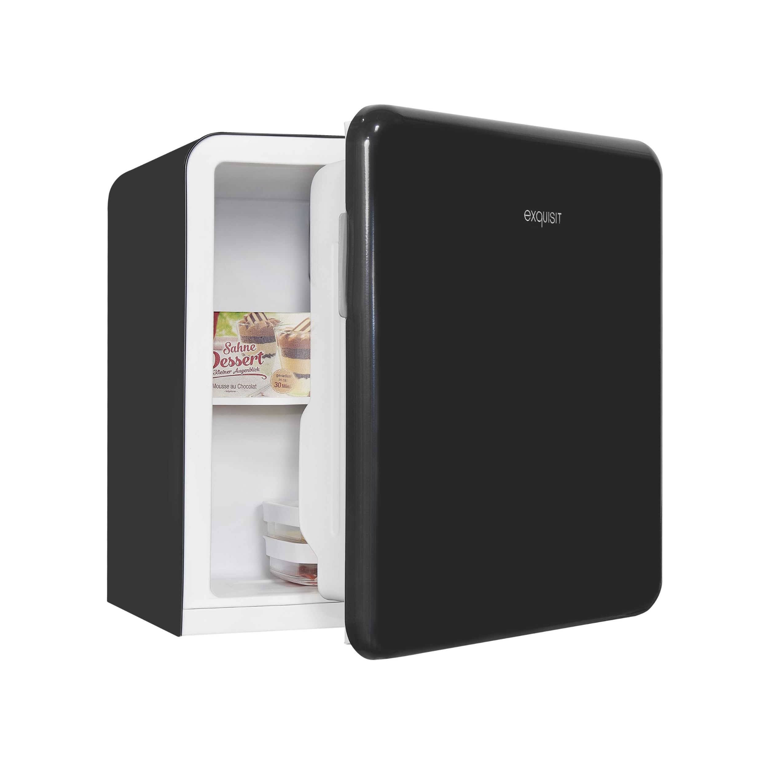 Exquisit Mini Kühlschrank CKB45-0-031F schwarz| Kühlbox | 47 Liter Nutzinhalt | Hotelkühlschrank | Retrostyle