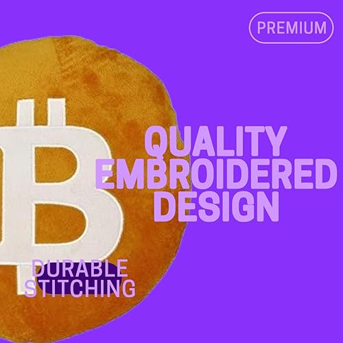 Miniatura 2 de Almohada Bitcoin – Cojín de peluche redondo bordado BTC Crypto – Decoración de Bitcoin suave para comerciantes y fanáticos de las criptomonedas
