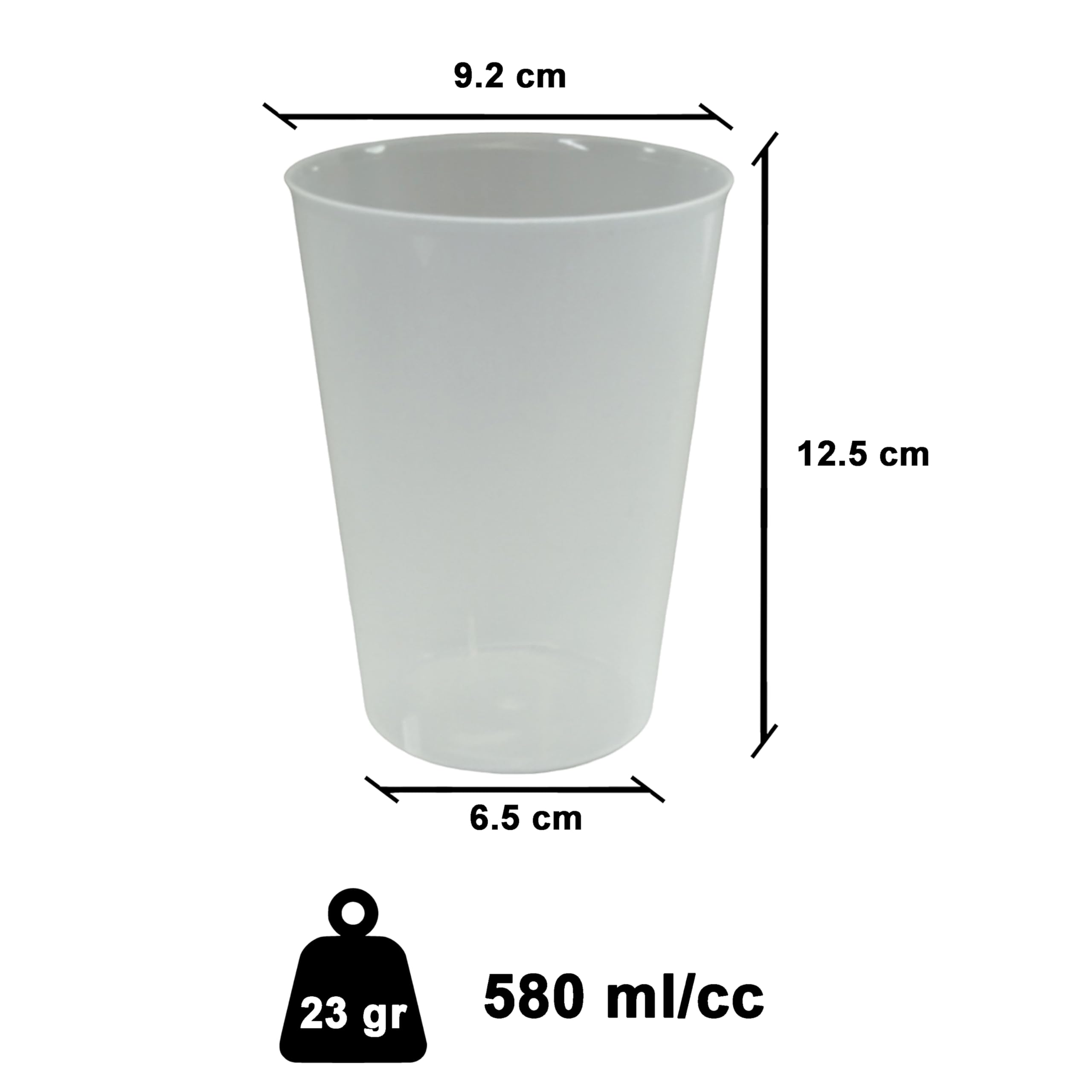 20 Vasos 580 ml Plástico Flexible Reutilizable Lavable. Coctel Mojito Cubata Sidra Fiesta Camping Halloween (20 Vasos(Translucidos))