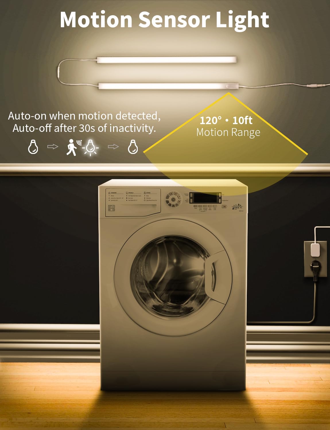 Luci LED sotto il bancone con sensore di movimento da 40,6 cm, 12 V, super luminose, ultra sottili, magnetiche, per cucina/corridoio/toilette/garage/armadio (bianco caldo/3000 K, confezione