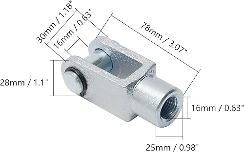 Miniatura 32 de Aicosineg Cilindro de aire Clevis Y Junta M10x1.25in Rosca hembra Y Conector 2.04in Longitud Cilindro de aire Rod Clevis Extremo neumático Cilindro