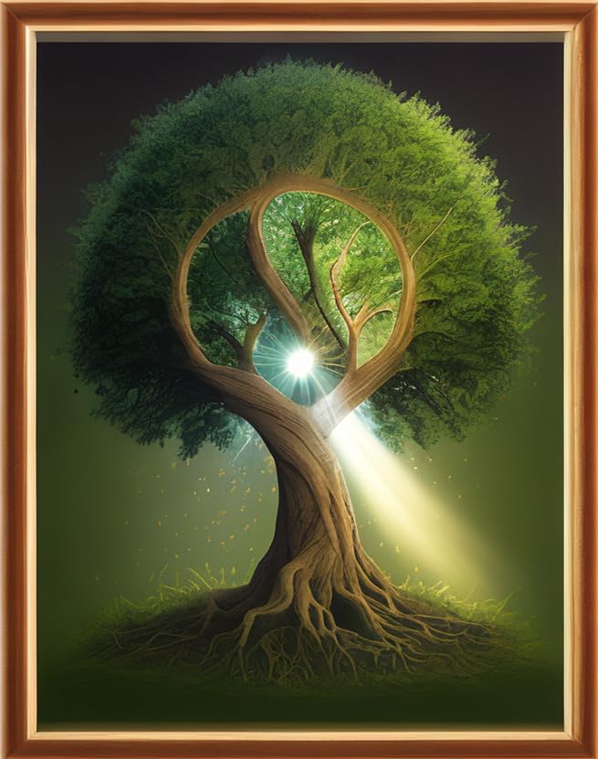 Image of Joyhoor Cross Stitch Kits for Beginners Stamped Cross-Stitch Supplies Needlework preprint Embroidery Kits for Adults DIY Needlepoint Kits Embroidery Patterns 11CT-A Tai Chi Tree 16x20 inch
