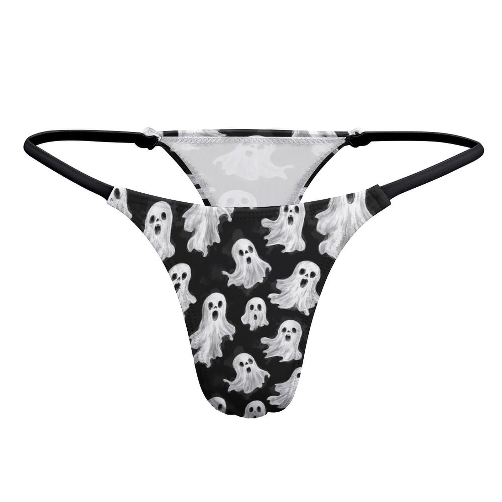 KWQDOZF Black White Ghost Horror Thong Women Underwear Low Rise Panties Women G-String Thongs