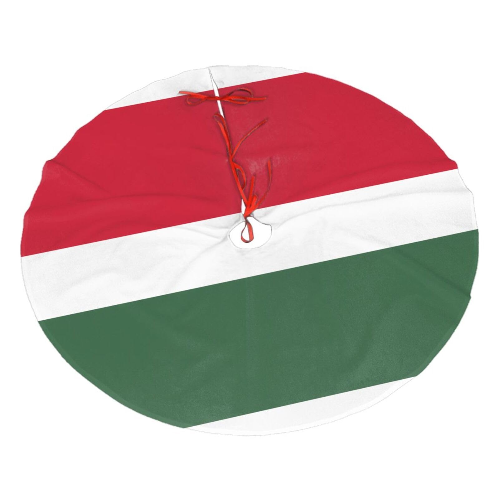 Flag of Hungary Printed Christmas Tree Skirt Christmas Plush Tree Skirt 36 inches (about91 cm) ChristmasIndoor and Outdoor