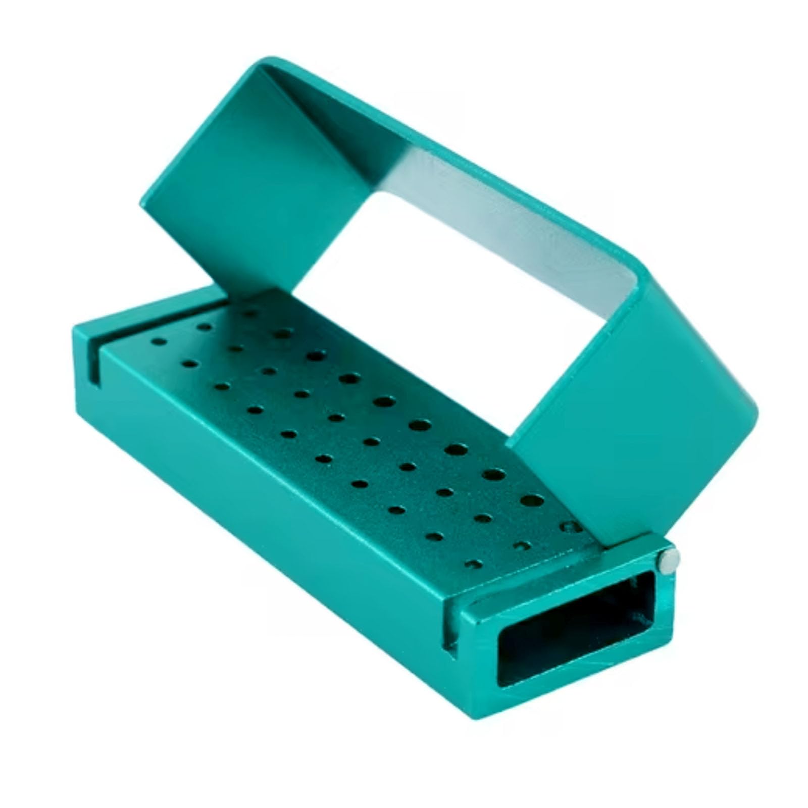 LA MIERE 30 Holes Dental Burs Holder Diamond Burs Drill High Speed Block Aluminum Autoclavable Box, Disinfection Bur Organizer Station Opening Box