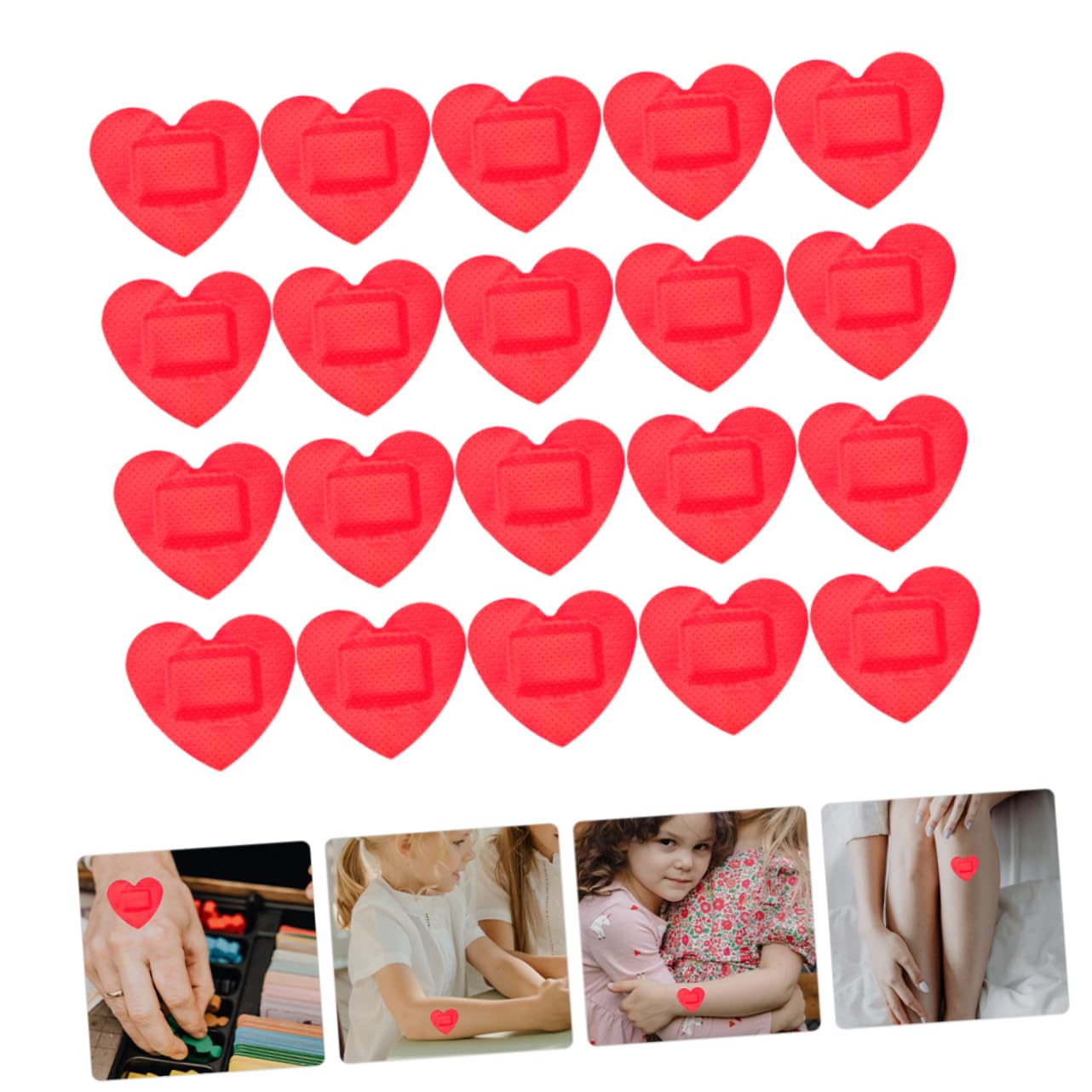 Sosoport 5 Series Recambio De Cinta Adhesiva Para Heridas De Corazón Adhesivo Para Parche Adhesivo Con Forma De Corazón Vendajes Adhesivos Tiras De Gasa Para 60 piezas x 5