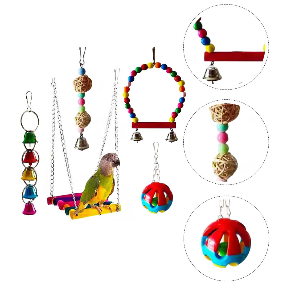 Happyyami 5pièces Jouets à Mordre pour Oiseaux Accessoires Amusants pour Perroquets Jouets à Mastiquer pour Oiseaux Fournitures pour Animaux De Compagnie