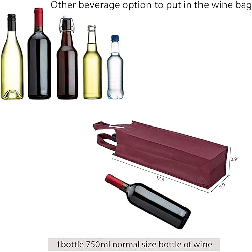 Miniatura 3 de 20 bolsas de vino reutilizables, bolsas de regalo de vino de 4 x 3.5 x 13.8 pulgadas, bolsas de vino de tela no tejida para botellas de vino, bolsas