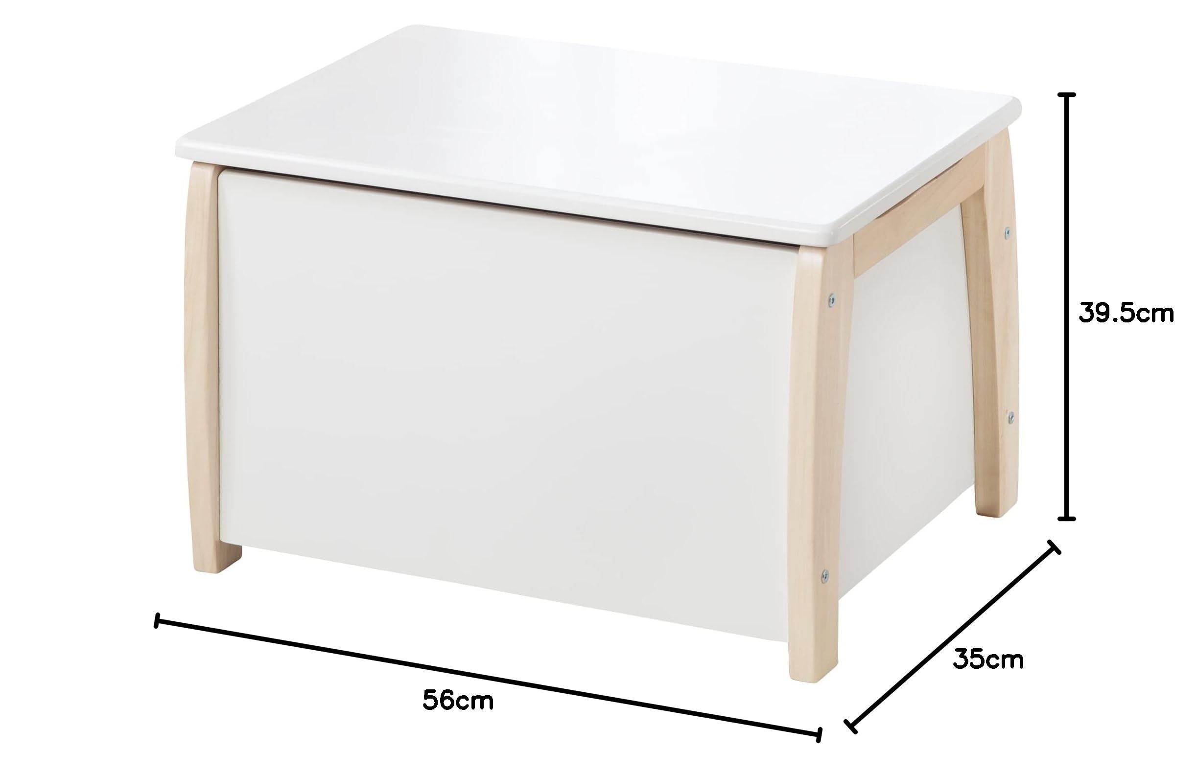 roba Coffre à Jouets pour Enfant - Banc en Bois Massif + Amortisseur - pour Filles et Garçons - Bicolore - Naturel / Blanc