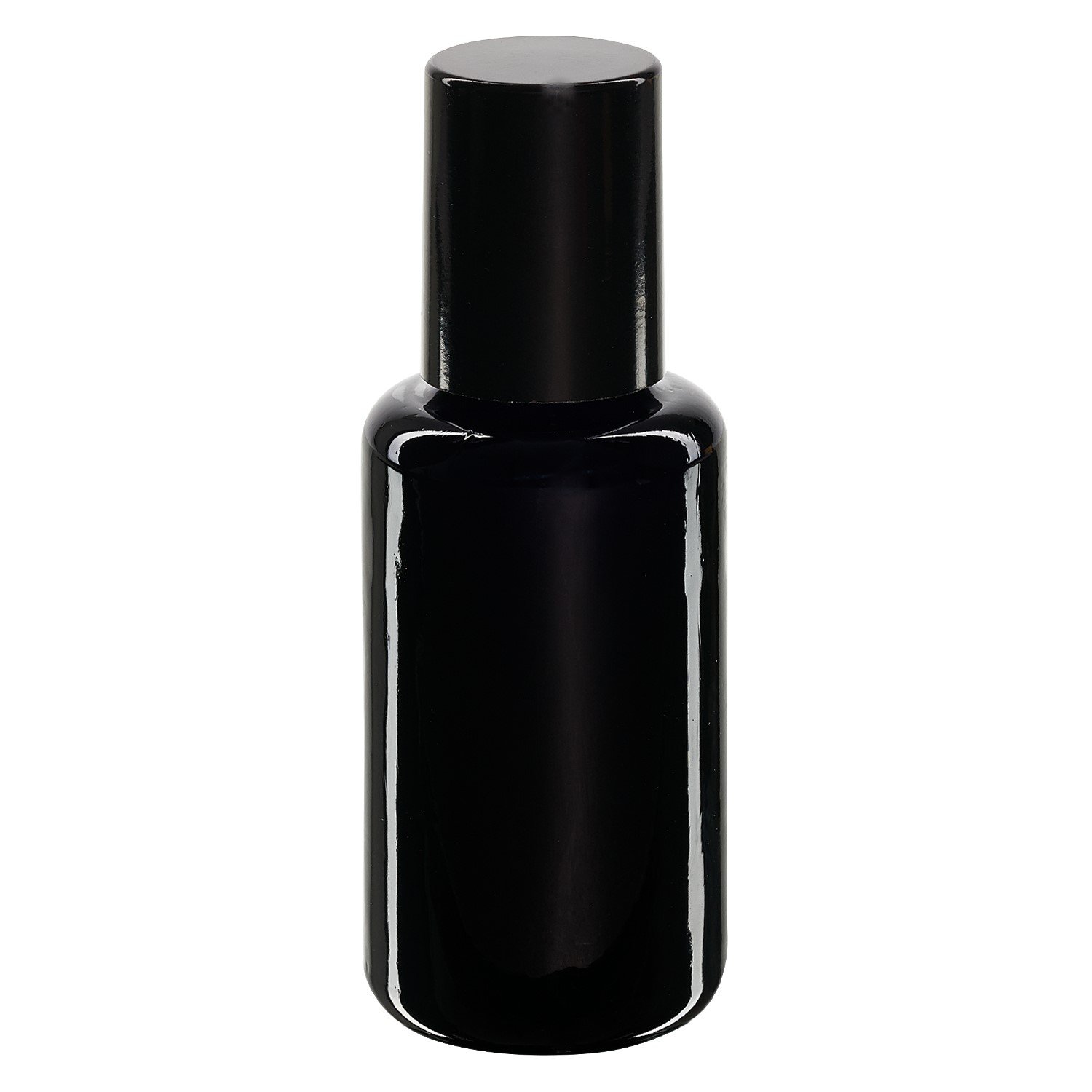 50x Glas Deostick mit violetter 30 mll Flasche, leerer Deo Roller - inkl. schwarzem Roll On Verschluss