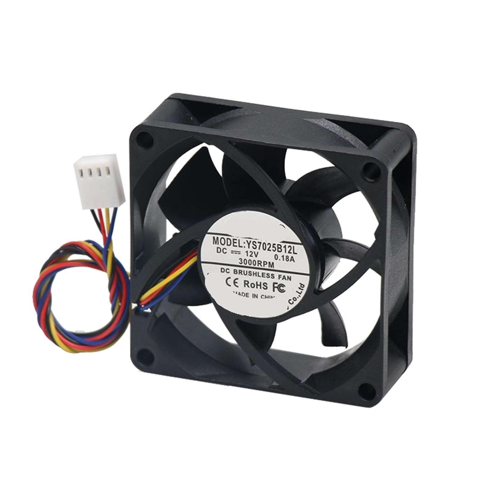Ventilador de refrigeración de doble bola 70mm para cajas de ordenador con conector de 3 pines