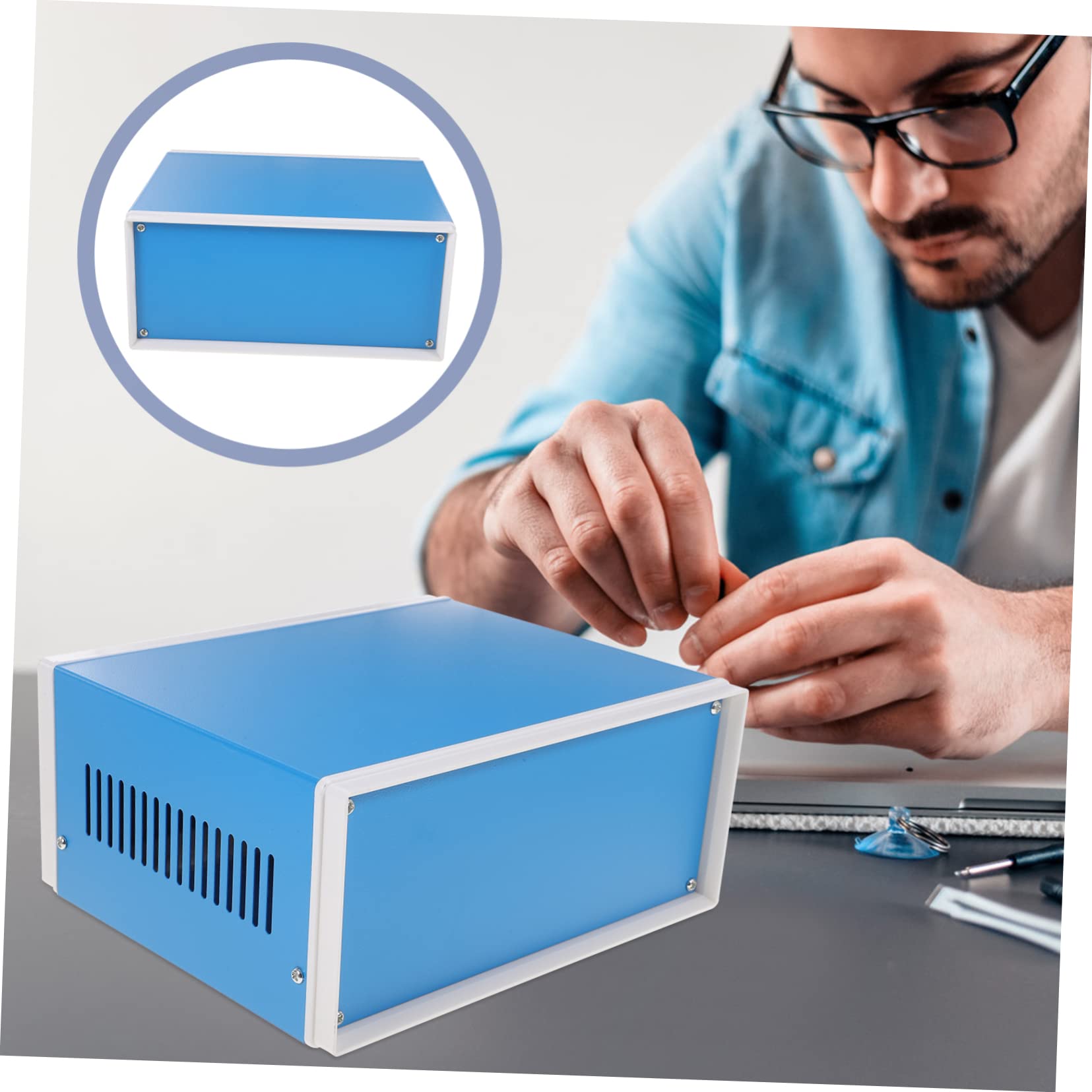 Operitacx 2 Stück Metall Gehäusebox für Elektronik Elektronische Anschlussdose Diy Box Langlebig und Installieren für Projekte im Außenbereich mit Schrauben und Stabilem Design