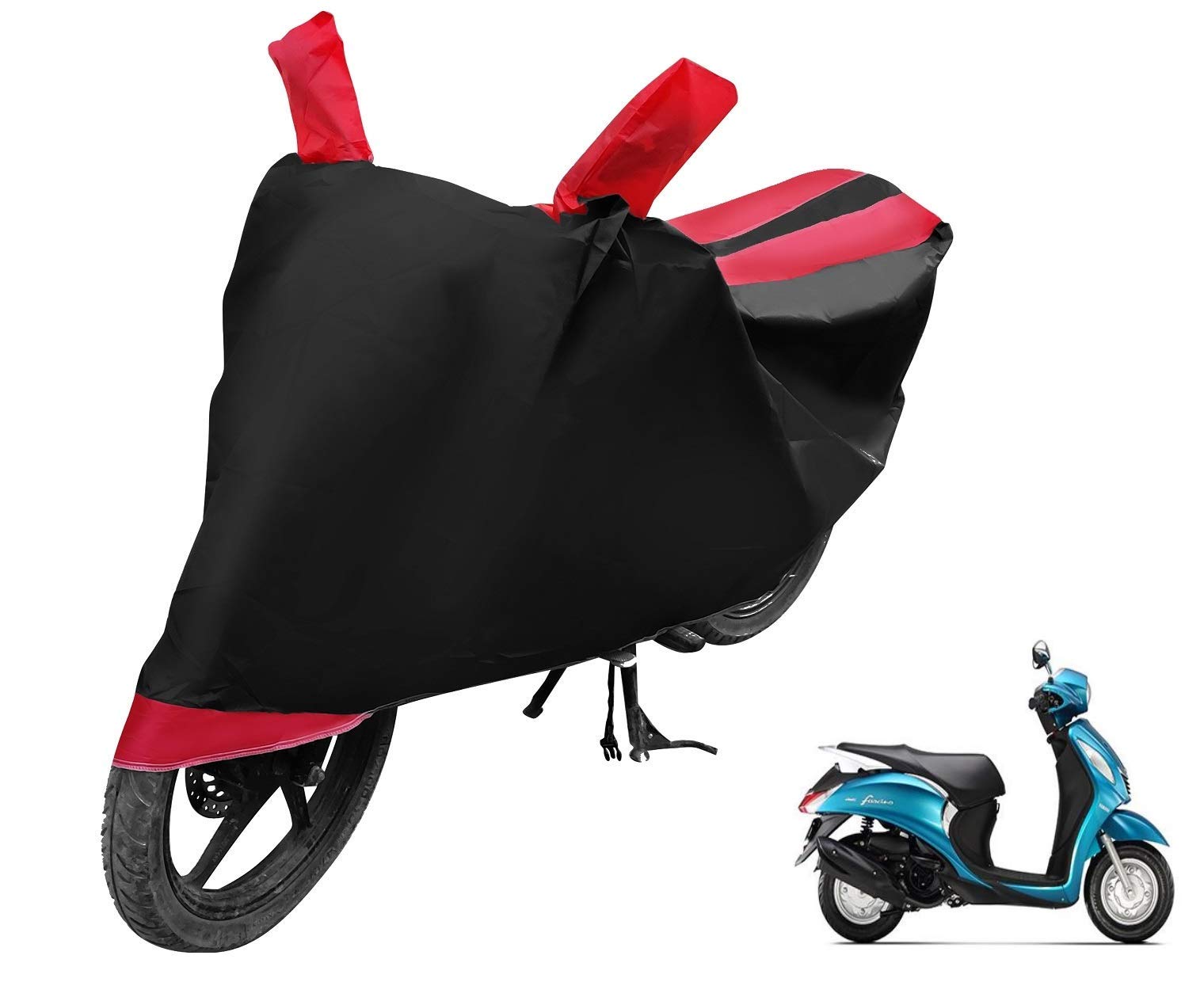 Auto Hub Yamaha Fascino Bike Cover Waterproof Original/Fascino Cover Waterproof/Fascino Bike Cover/Bike Cover Fascino Waterproof/Fascino Body Cover/Bike Body Cover Fascino (Black, Red Look) (B01N9ZYBIK) Amazon Price History, Amazon Price Tracker