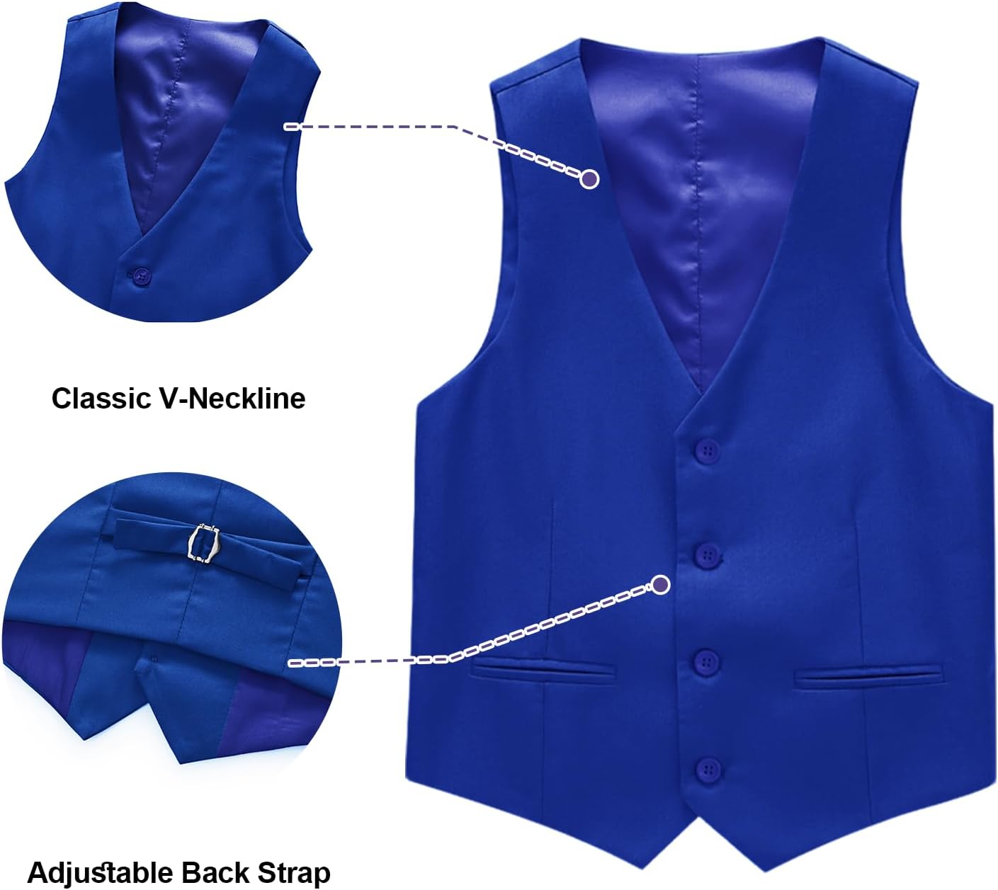 Boys Suit Set Slim Fit Blazer Vest Pants Kids Wedding Prom Ring Bearer 3 Piece Formal Outfit Sizes 4-16