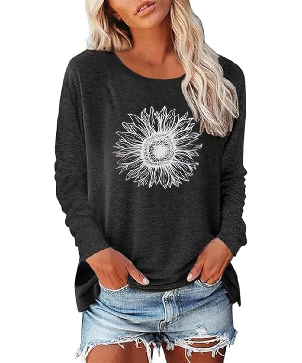 AVOZAL Tshirt Damen Langarm Bedruck Regenbogen Elegant Langarmshirt V-Ausschnitt Oberteile Casual Lose Longshirt Tunika Shirts Tops