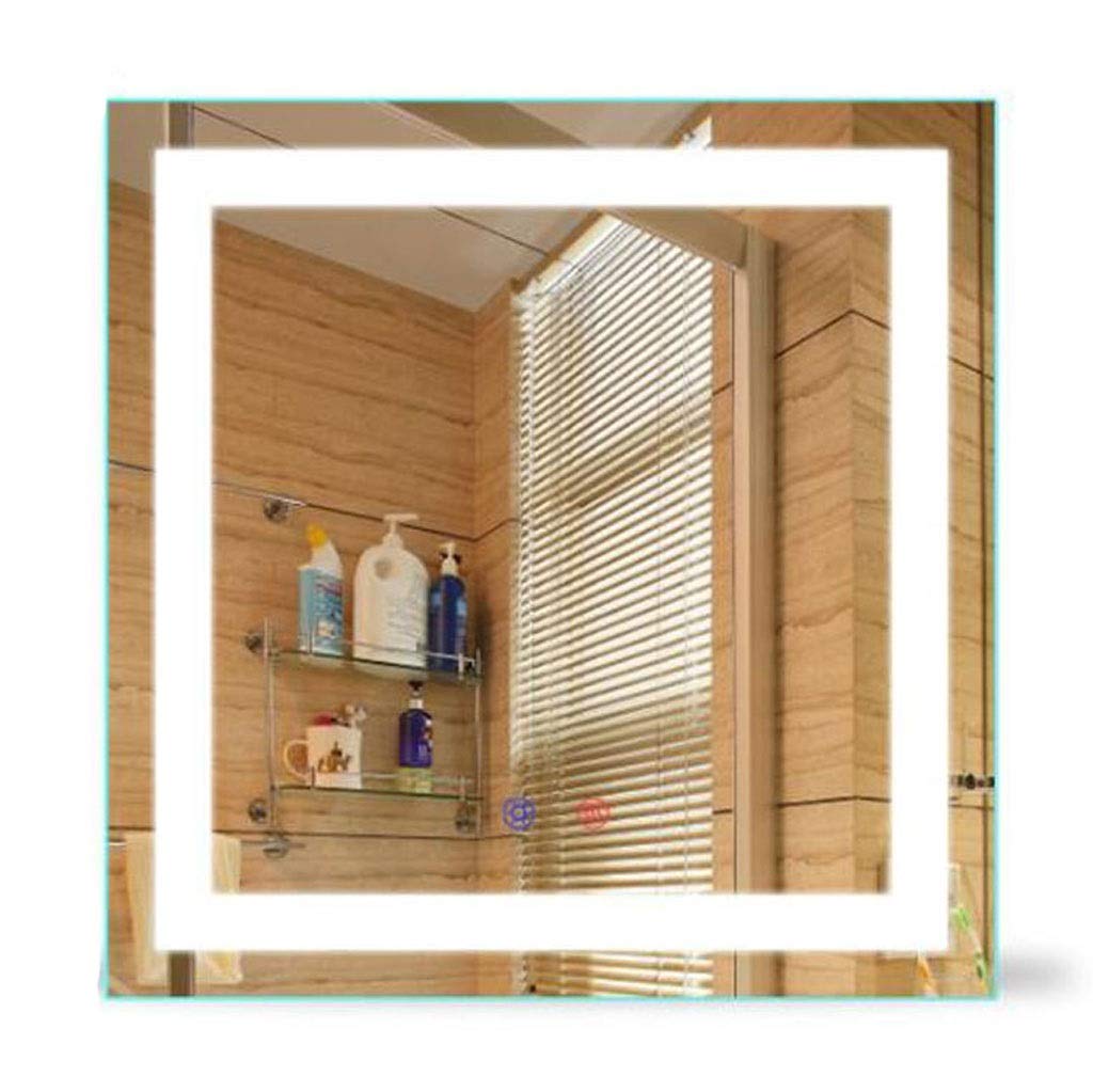 Bathroom Mirrors Led with Light Anti-Fog Mirror Frameless Metal Square Wall-Mounted Mirror for Bedroom Living Room Hallway Size