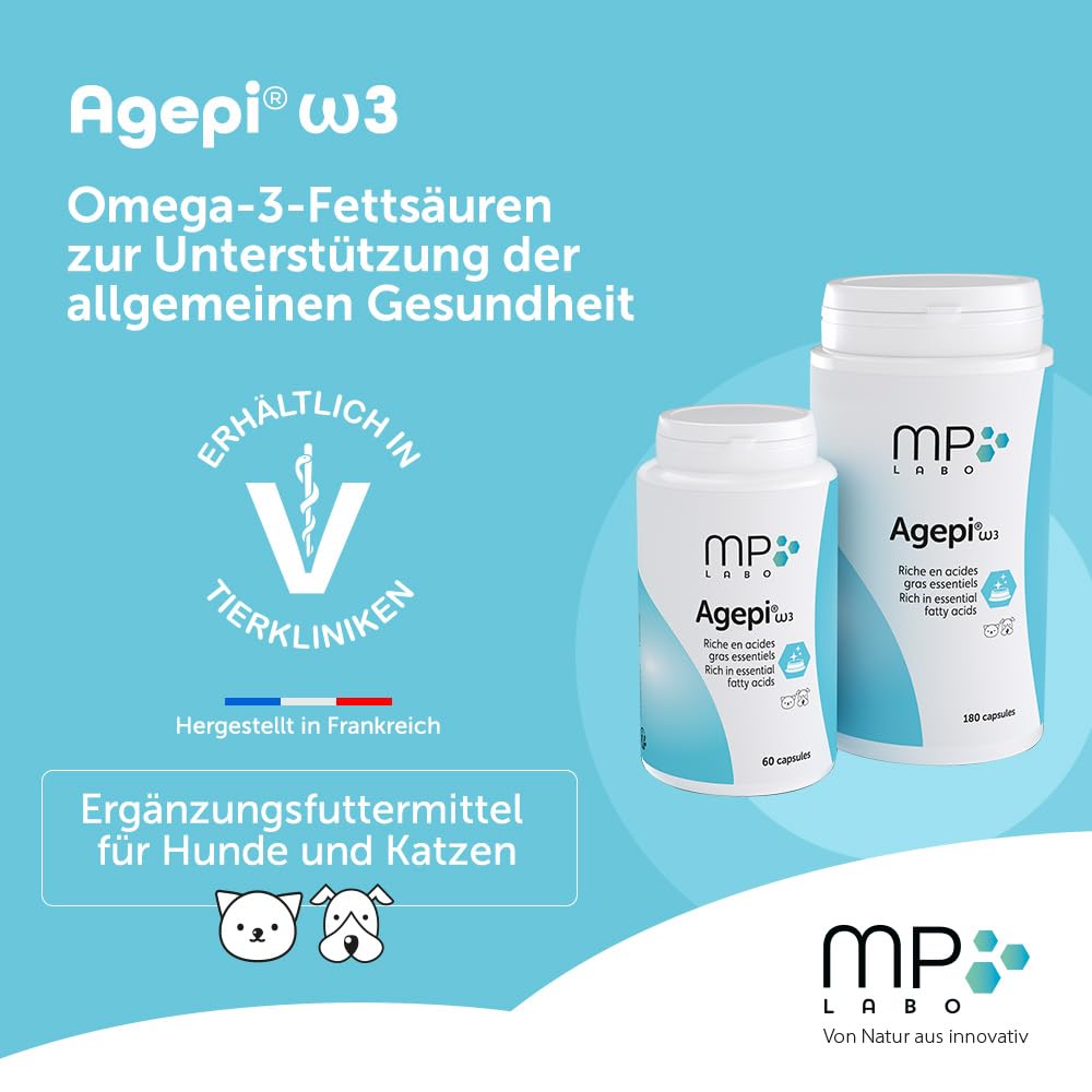 MP Labo Agepi® Omega 3 für Hunde und Katzen - Reich an Essenziellen Fettsäuren (180 Kapseln)