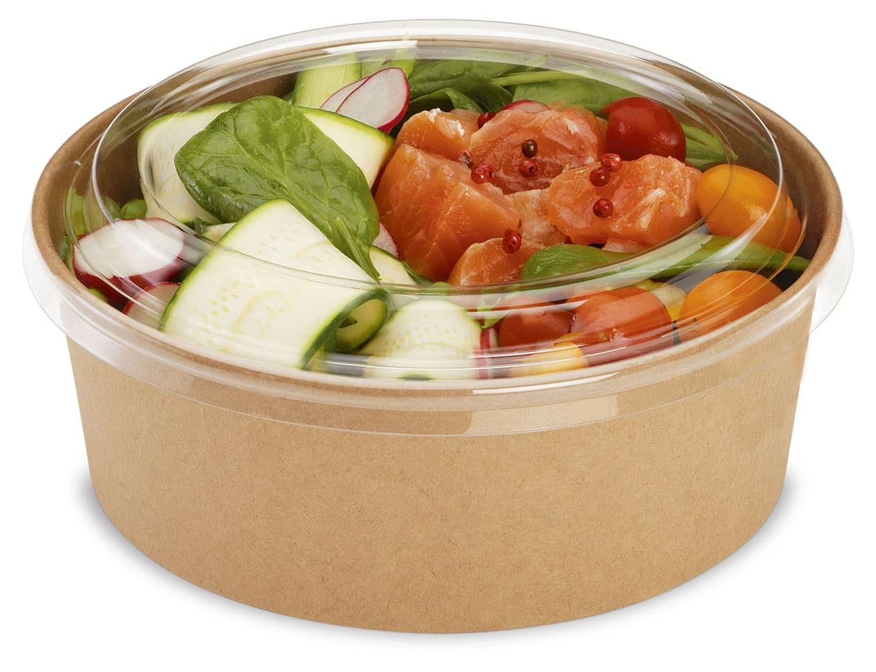 Bol salade kraft 1300 ML dia. 16cm h7.5 cm x 50 pièces + 50 couvercles