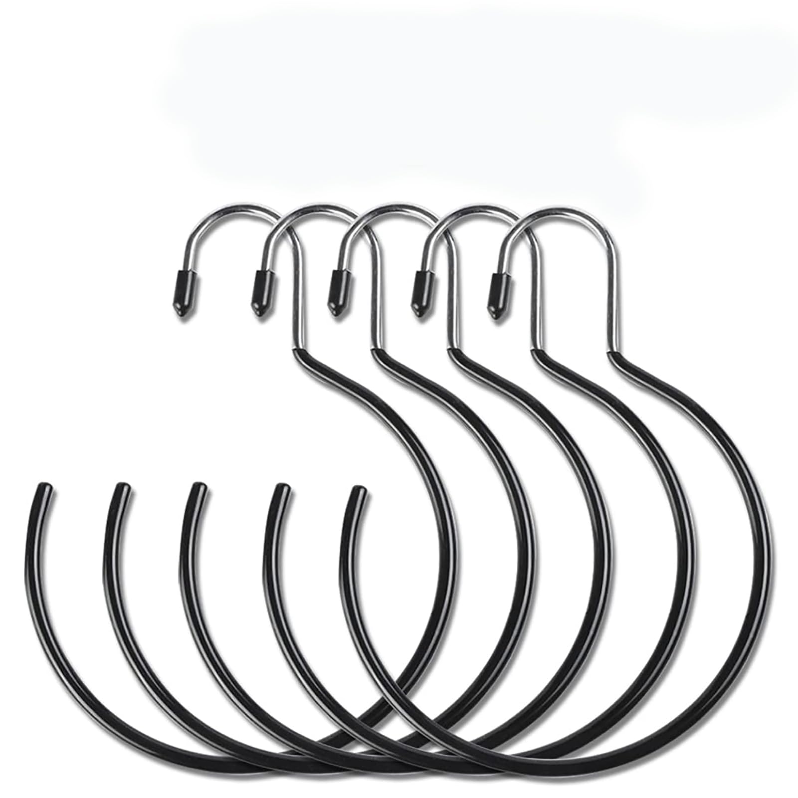 Yeenano 5 PCS Non-Slip Scarf Ring Hangers, Stainless Steel, Black, 19 x 14cm, 7cm Opening