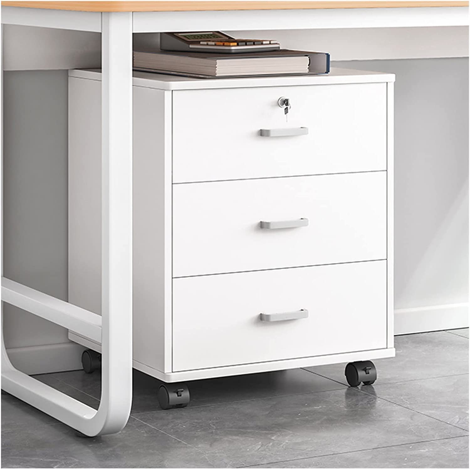 SaryEdge Lockable File Cabinet Vertical Storage Cabinet with Wooden Edges FloorMounted Gray Office Cabinet for Secure Document Storage and Efficient Workspace Solut,Gold
