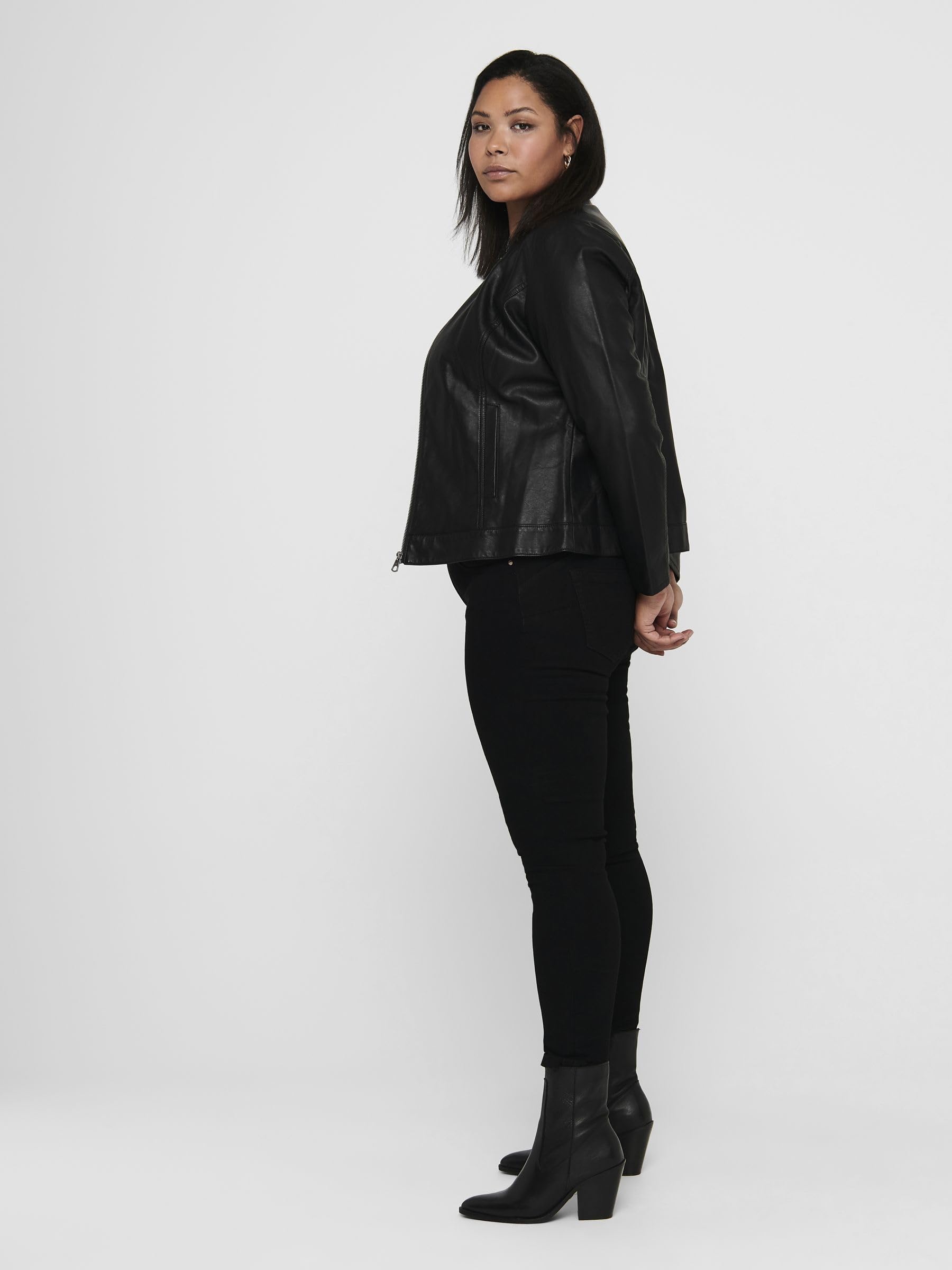 ONLY Carmakoma Carrobber - Chaqueta de piel sintética para mujer, Negro, 44