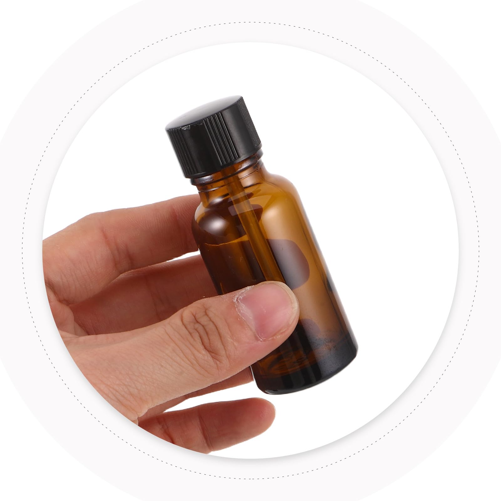 GLEAVI 20 frascos de vidrio ámbar con tapa para laboratorio, rellenables, para aceites esenciales, para muestras de laboratorio, contenedores para manicura y bricolaje, para almacenamiento de