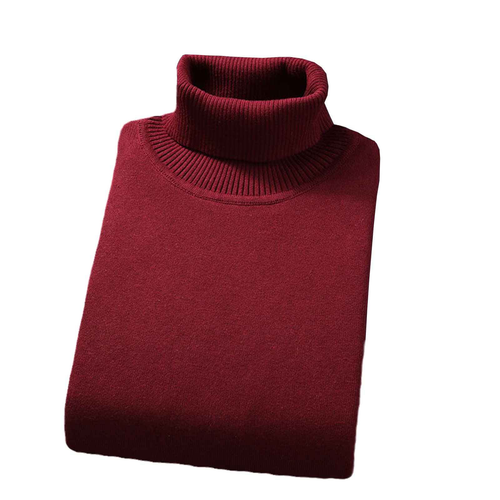 Vogrtcc Pull épais basique en tricot chaud pour homme, Velours 2309 Rouge, XL