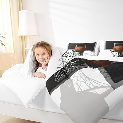 Miniatura 7 de Erosebridal Juego de ropa de cama de baloncesto 3D para niños, adolescentes, juego de ropa de cama de juegos de baloncesto, juego de ropa de cama