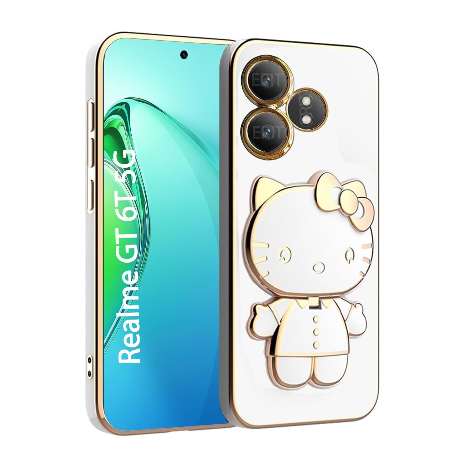 ERIT ® 3D Back Cases and Covers Compatible for Realme GT 6T 5g Kitty with Stand and Mirror | Camera Protection | Anti-Slip | Folding Stand - White (B0DF3X7RHT) Amazon Price History, Amazon Price Tracker