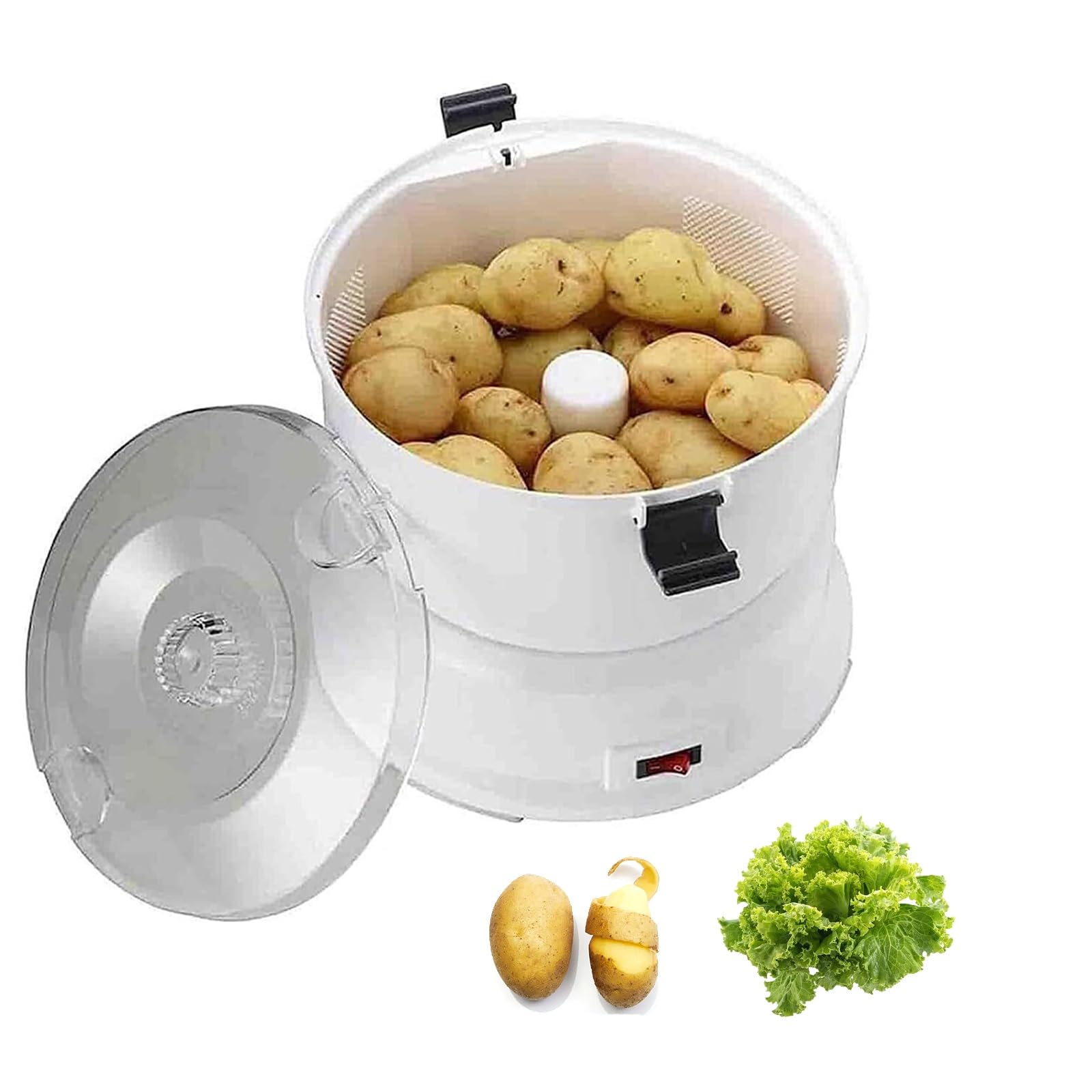 Pelador rotatorio automático, pelador de Patatas eléctrico, secador de Verduras, pelado rápido, operación de un Toque, deshidratador de ensaladas, pelador de Verduras multifunción(P01)
