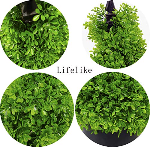 momoplant Artificial Topiary Outdoor Boxwood Spiral Topiary Tree 3ft (2 Pieces) Faux Topiary Tree Outdoor Faux Tree,Green (35 inch/2.95ft)