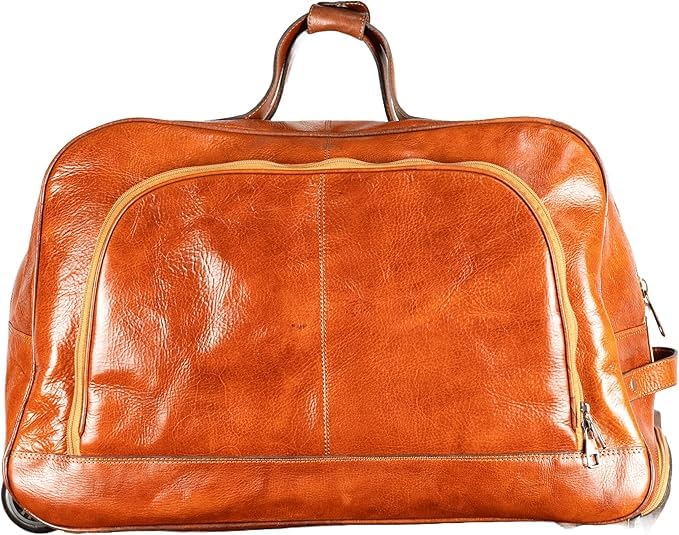 Premuim Genuine Goat Leather Bag – Elegant and Spacious 12in x 20in x 10in – Durable, Multifunctional Design for Everyday Use and Weekend Trips (Brown)