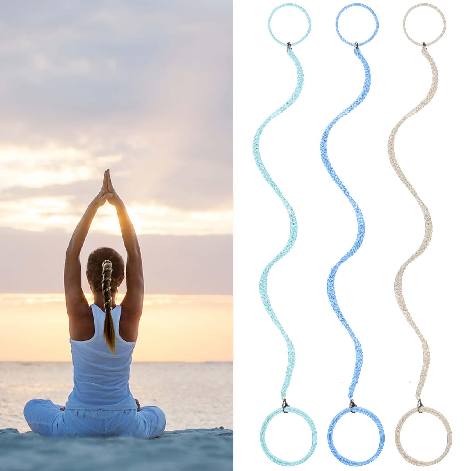 3 Packs 16" Elastic Hair Ties No Damage for Thin Hair, Workout Hair Bands for Water Wind Sports Strong Ponytail Holders for Women Girls Stretchy