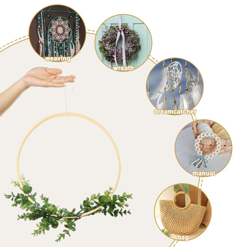 16 Stuks Houten Ringen om te Knutselen - Macramé Houten Hoepels Ringen