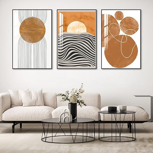 Lienzo decorativo para pared, arte de pared enmarcado, decoración de pared simple, arte de pared estético (naranja, 20 x 28 x 3 piezas)