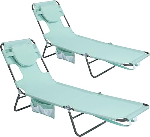 Miniatura 22 de daystar SunnyFeel Silla de Lounge de Playa, Sillas Reclinables de Playa con Mochila Planas hacia Abajo, Silla de Bronceado Cara hacia Abajo, Sillas