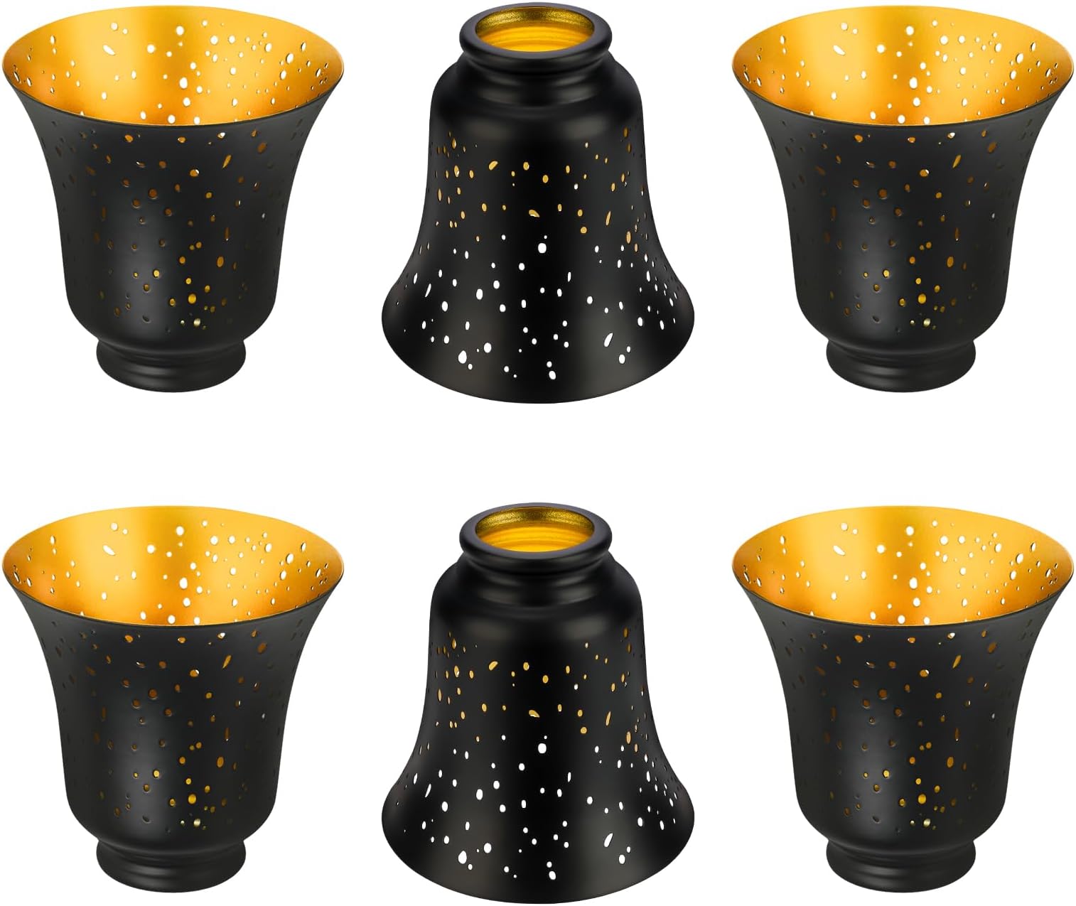 ALUCSET 6 Pack Ceiling Fan Light Covers Shade Replacementsr, 4.5" Height and 4-3/4" Diameter, Metal Bell Shaped Cover